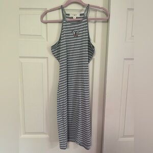 XL Grey and White Stripe Bodycon Midi Dress